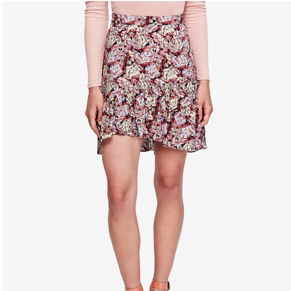 NWOT Free people floral-print ruffle hem skirt